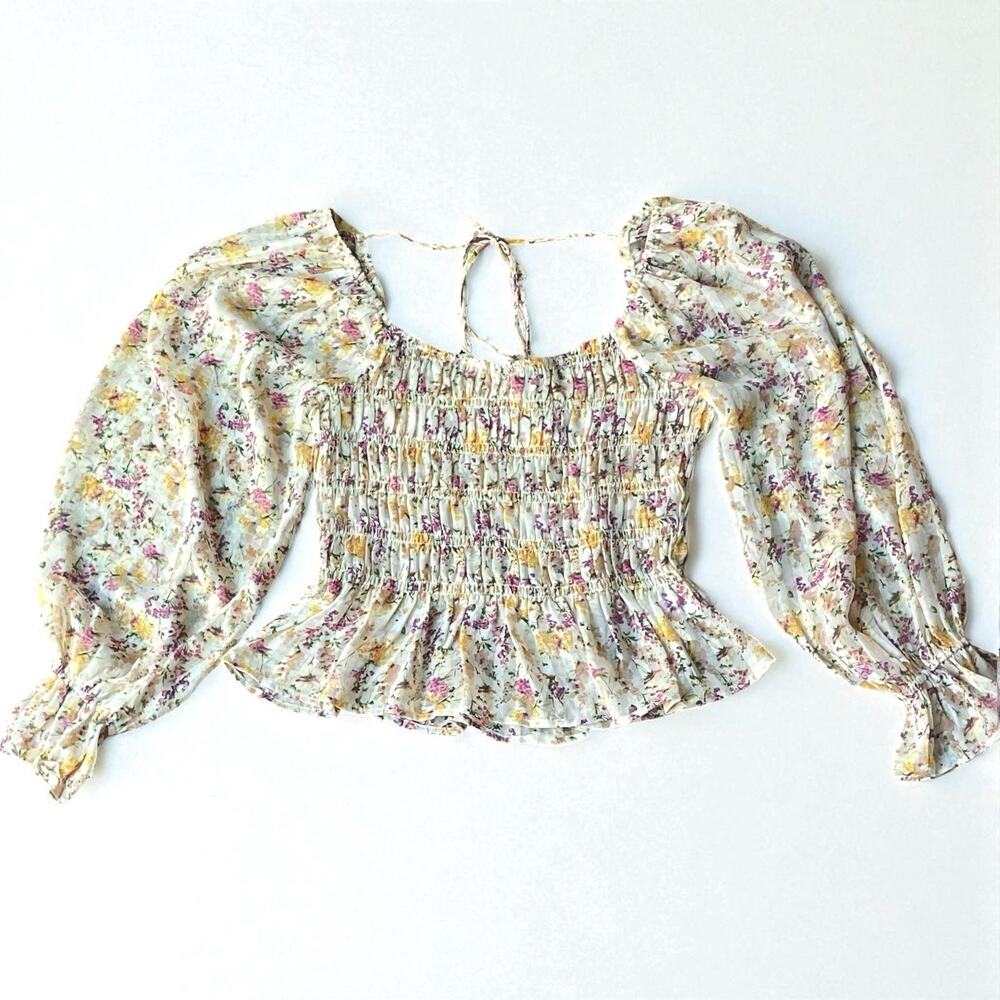 Lucy Paris Floral Peasant Blouse M Cottagecore Coquette Victorian Fairy Top